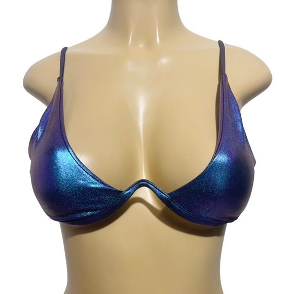 🦋M Blue/Purple Holographic Metallic Bikini Top 🦋 - Picture 5 of 13